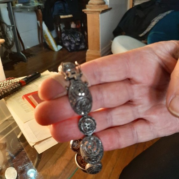 Vintage Marcasite Bracelet Sterling Silver 925 ovals circles RARE design WOW!!! - Picture 4 of 5